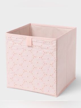 Brightroom 11” x 10.5” fabric decorative storage bin eyelet blush